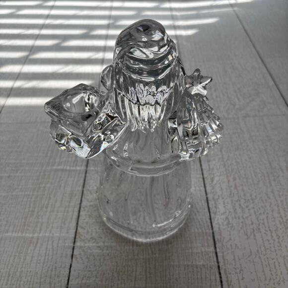 Lead Crystal Christmas Santa Claus Candle Holder Figurine - Picture 3 of 10